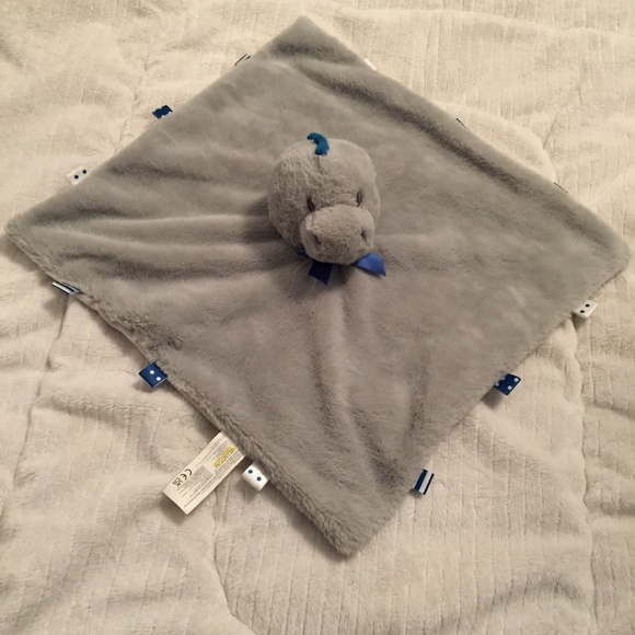 Kellytoy Lovey Grey Dinosaur Tags Baby Rattle Plush Security Blanket Lovey - Picture 2 of 5